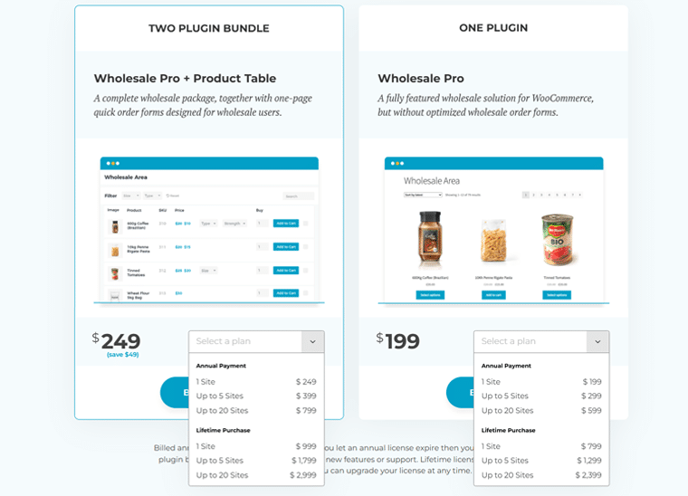 صفحة تسعير WooCommerce بالجملة الاحترافية