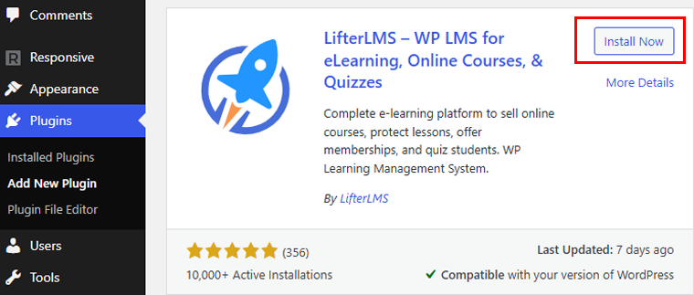 LifterLMS プラグインを有効にする