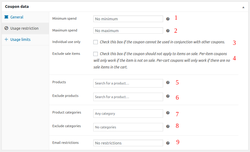 WooCommerce 優惠券設定優惠券使用限制