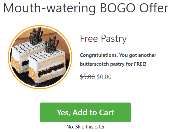 Oferta de BOGO para pastelaria