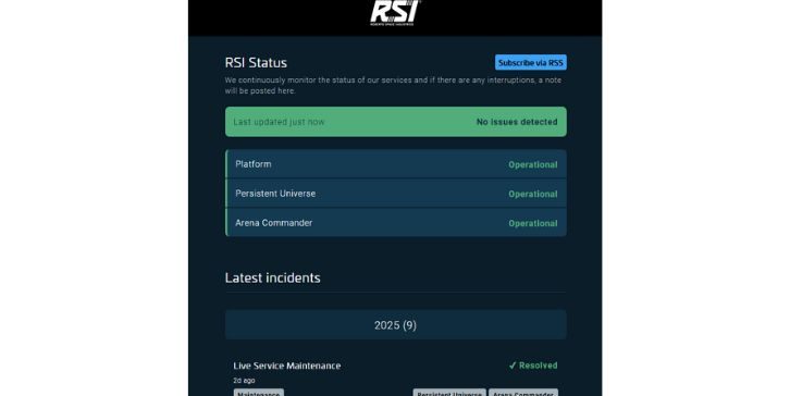 Compruebe el estado del servidor Citizen Star Citizen