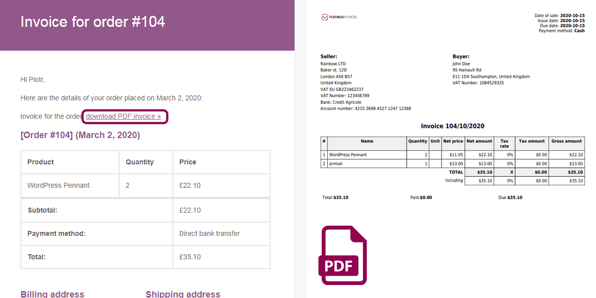 Flexible Invoices-WordPressとWooCommerceでPDF請求書を発行する無料のプラグイン