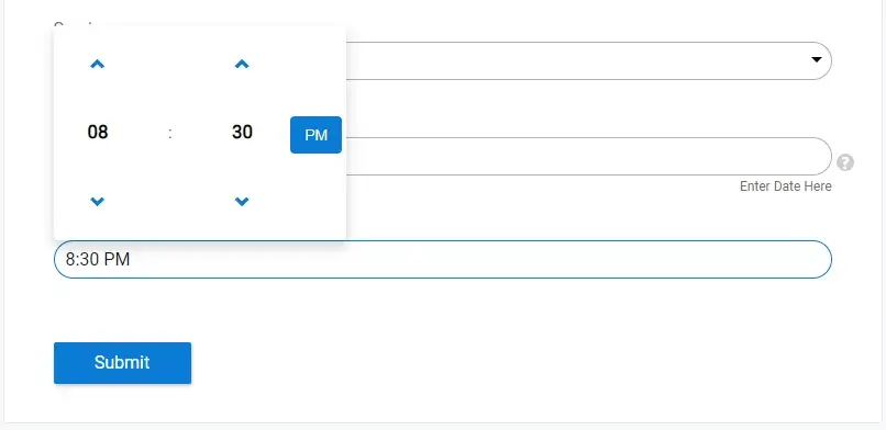 Verifique o Timepicker em seu formulário