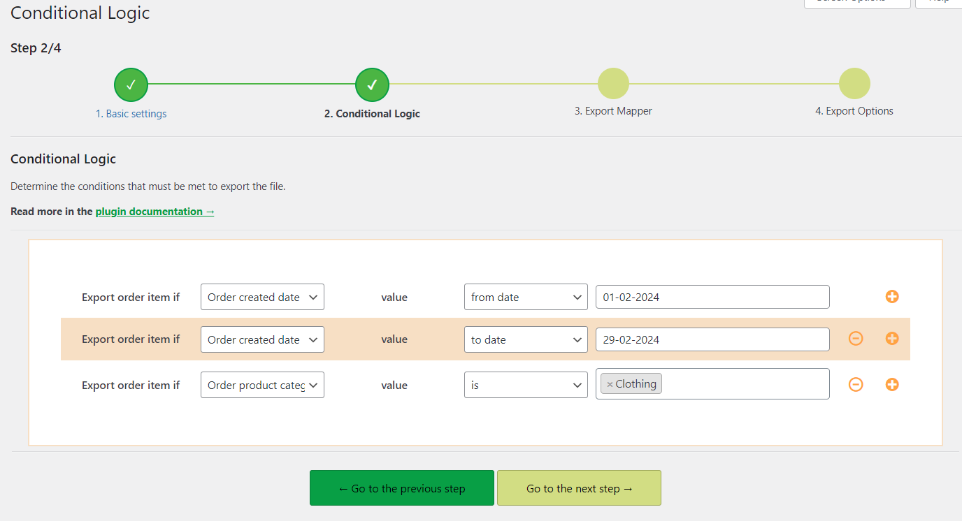 Ordres de dropshipping Exportation pour WooCommerce: Réglage des conditions avec logique conditionnelle