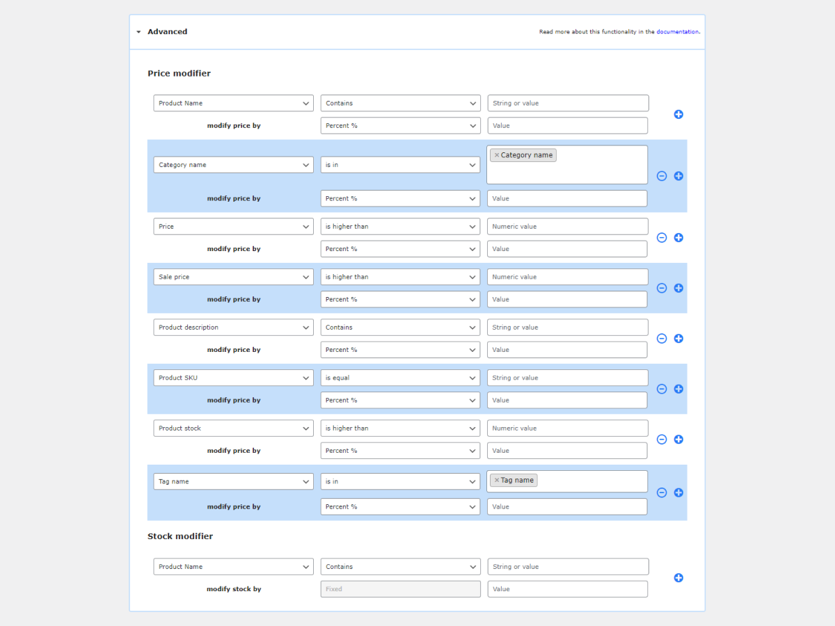 Dropshipping Export Products for WooCommerce - Modyfikator ceny i akcji