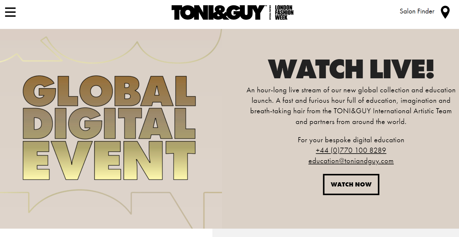 Sitio web de Toni & Guy