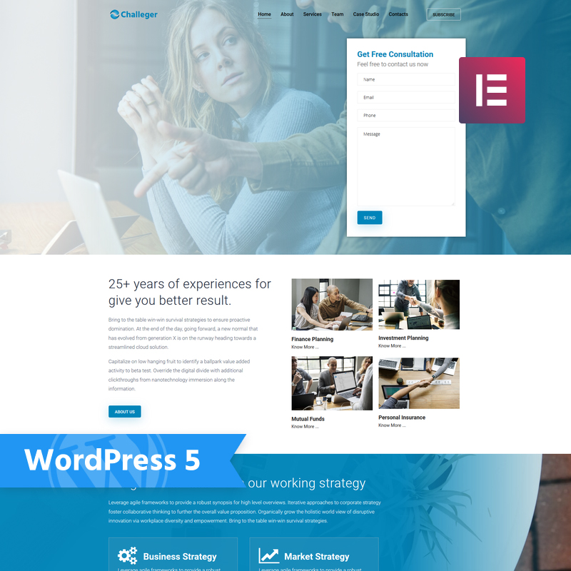 Challeger - Business Consulting Elementor WordPress Theme