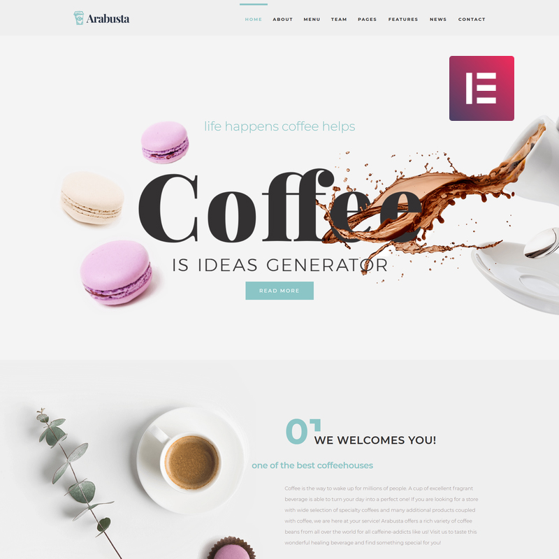 Arabusta - Coffeehouse Elementor WordPress Theme