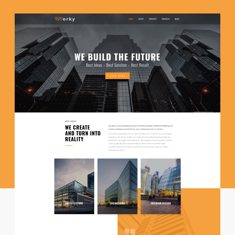 Worky - Architectural Bureau Elementor WordPress Theme