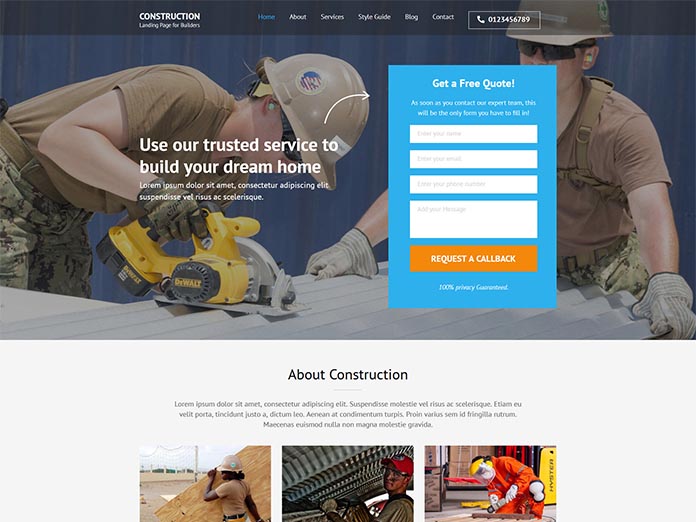 Construction Landing Page Thumbnail