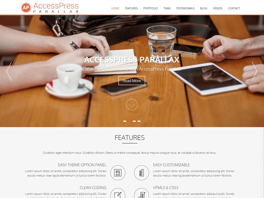 accesspress-parallax free WordPress landing page theme