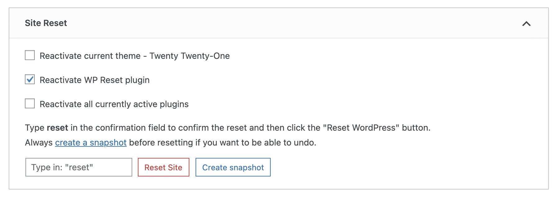 WP Reset 允許您一鍵重置您的 WordPress 網站。