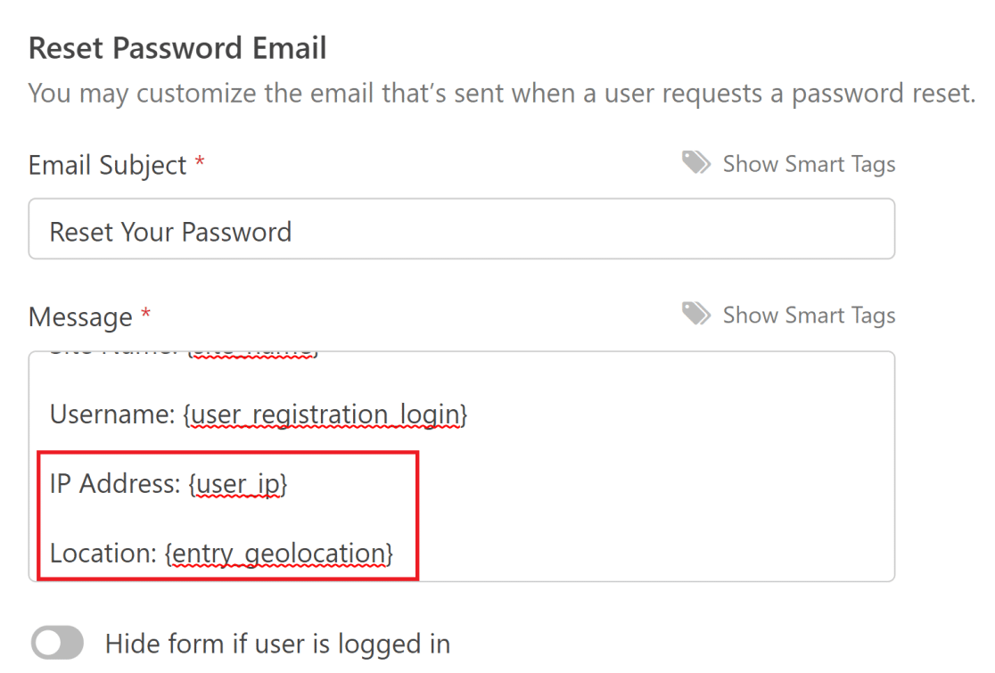 location and user ip metadata