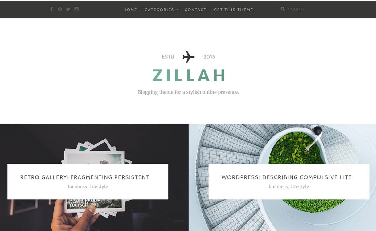 Zillah - Best Free WordPress Personal/Professional Blog Themes