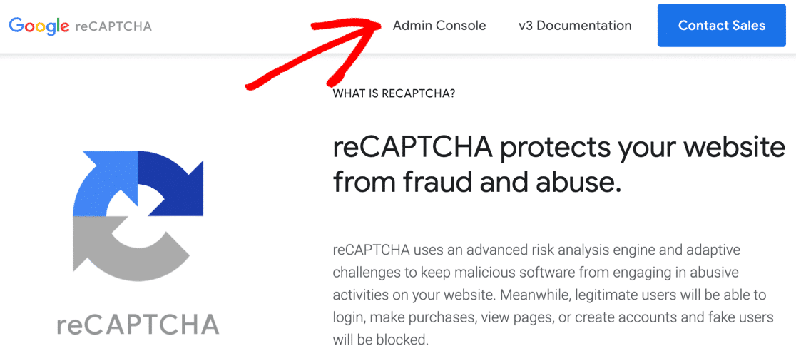 admin console recaptcha