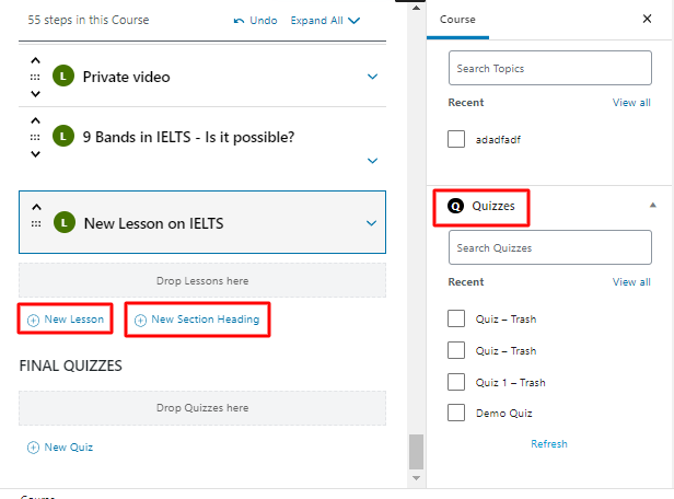 LearnDash new course setting