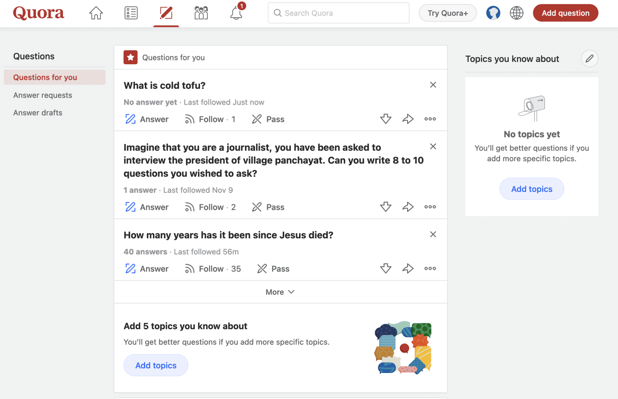 Lista pytań na stronie Quora.