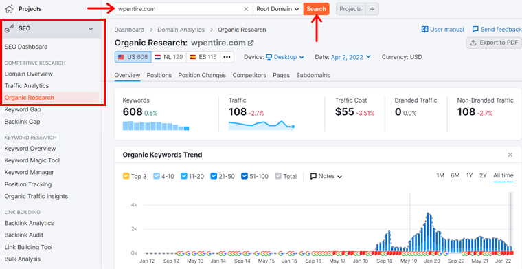 Semrush的有機研究