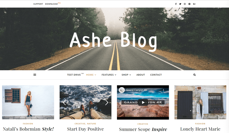 個人博客網站的 Ashe WordPress 主題