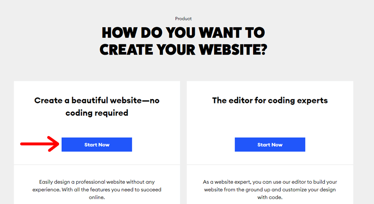 Opzioni di creazione del sito web Jimdo