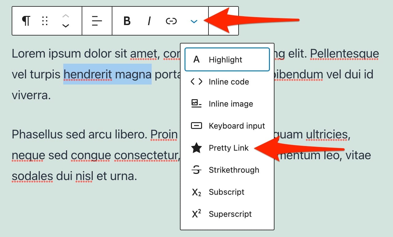 Come aggiungere un bel collegamento su WordPress tramite l'editor di contenuti Gutenberg.