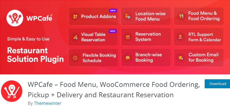 WPCafe dla WordPress Wtyczka menu restauracji