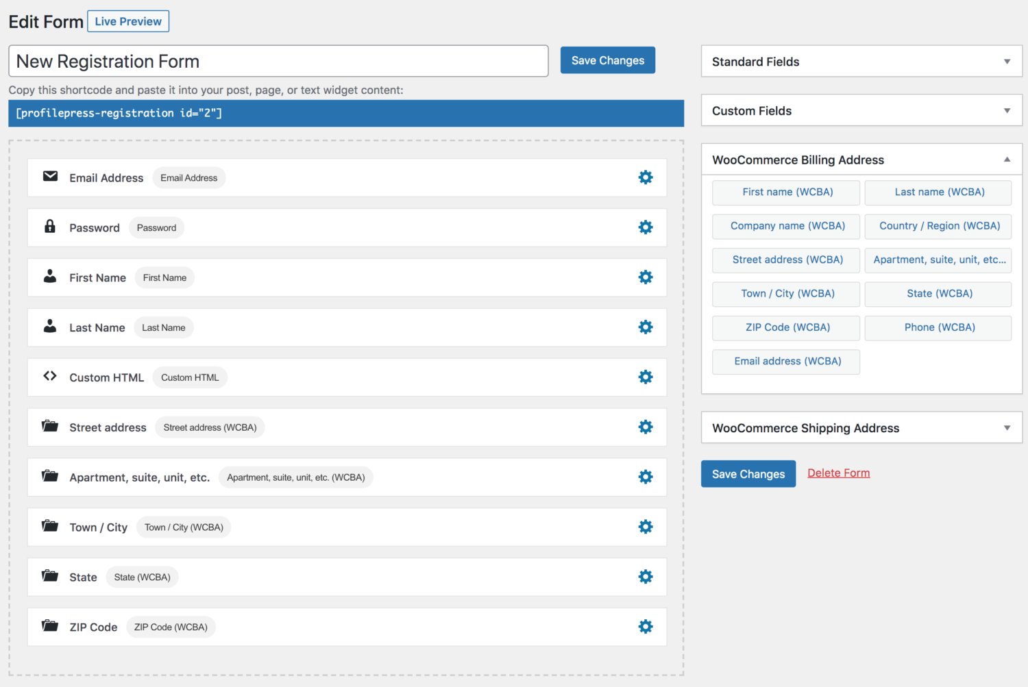 Generatore di moduli di registrazione woocommerce personalizzato