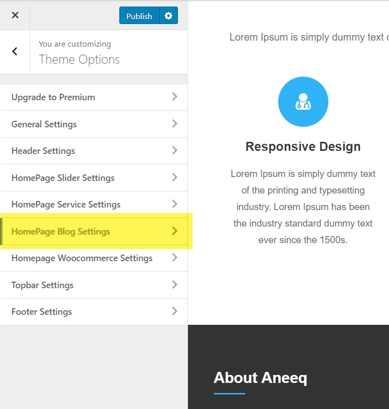 aneeq-wordpress-主題-主頁-博客-設置