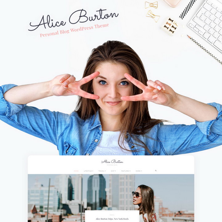 AliceBurton - 個人博客 Elementor WordPress 主題