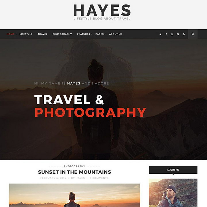 海耶斯 - 旅遊博客 WordPress 主題