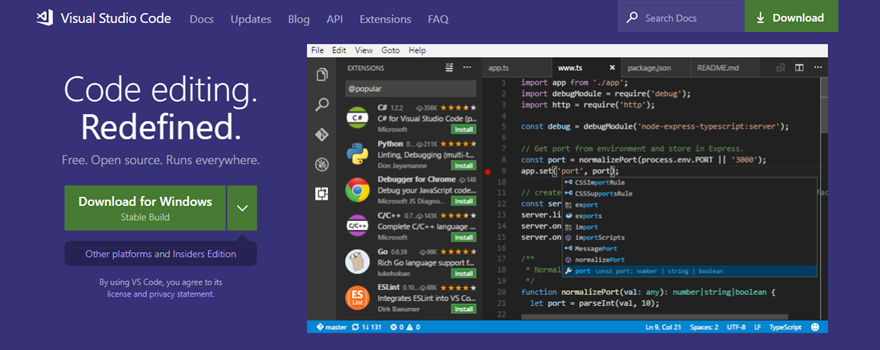 Visual Studio Code โอเพ่นซอร์ส