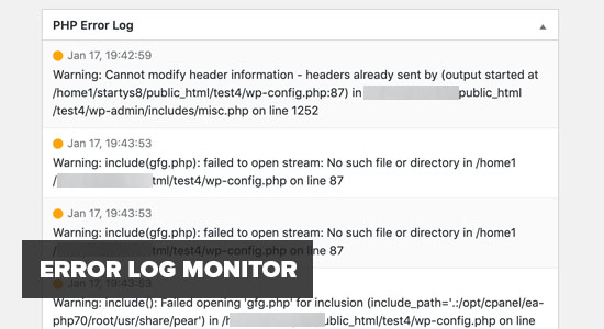 Monitor dziennika błędów WP