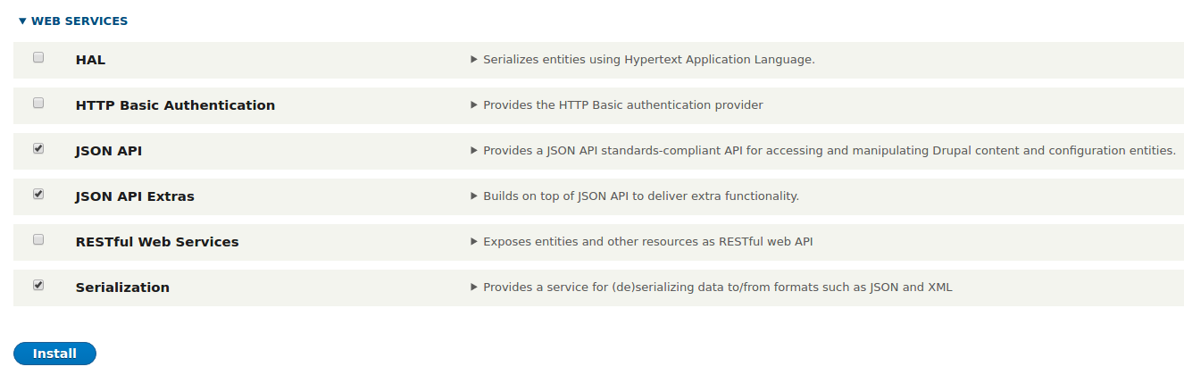 启用 JSON API 模块