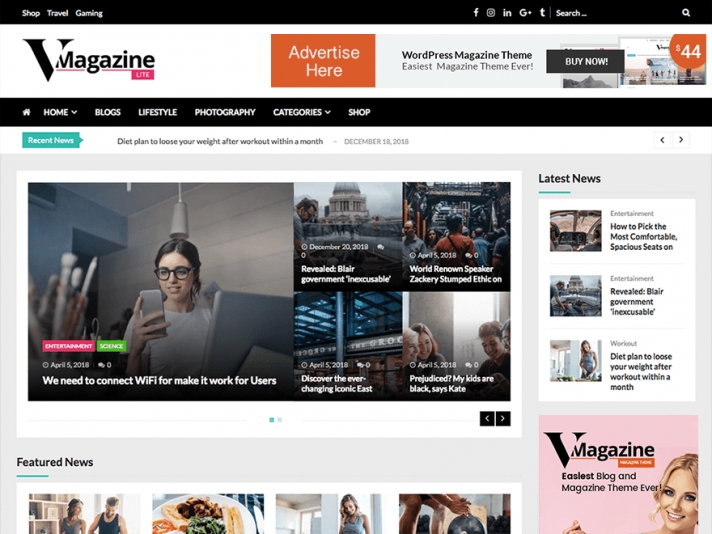 VMagazine Lite WordPress teması