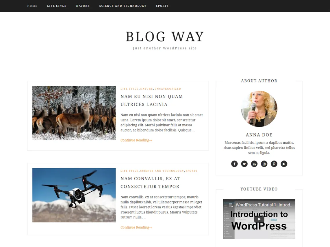 Blog Way darmowy motyw bloga WordPress