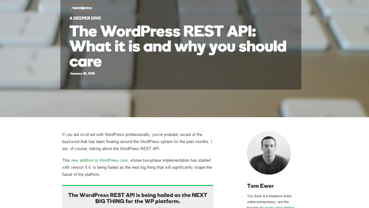 Article de blog sur l'API WordPress