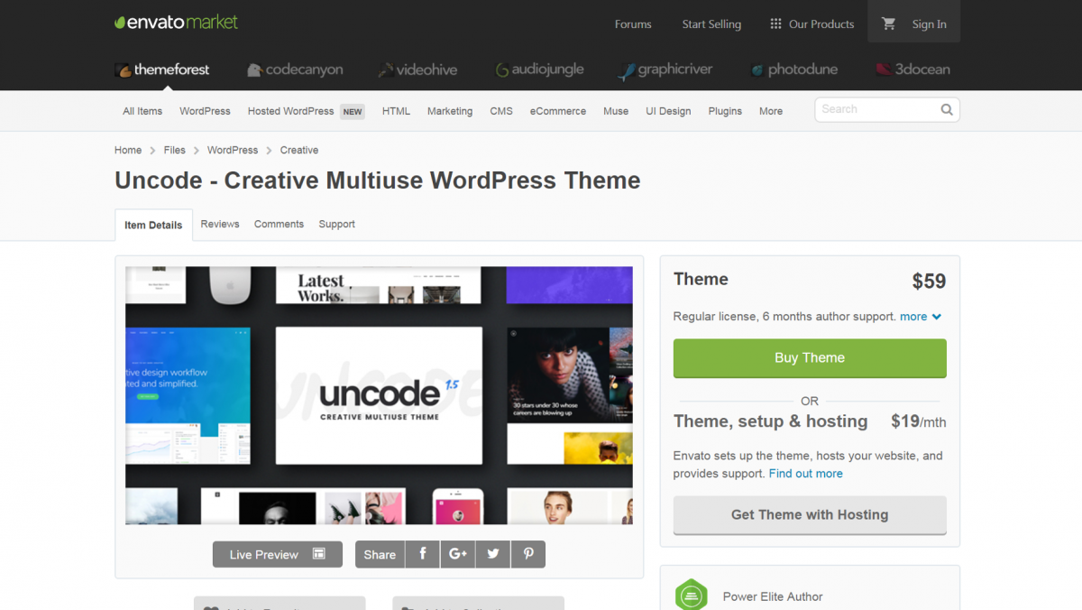 Le thème Uncode sur Themeforest.