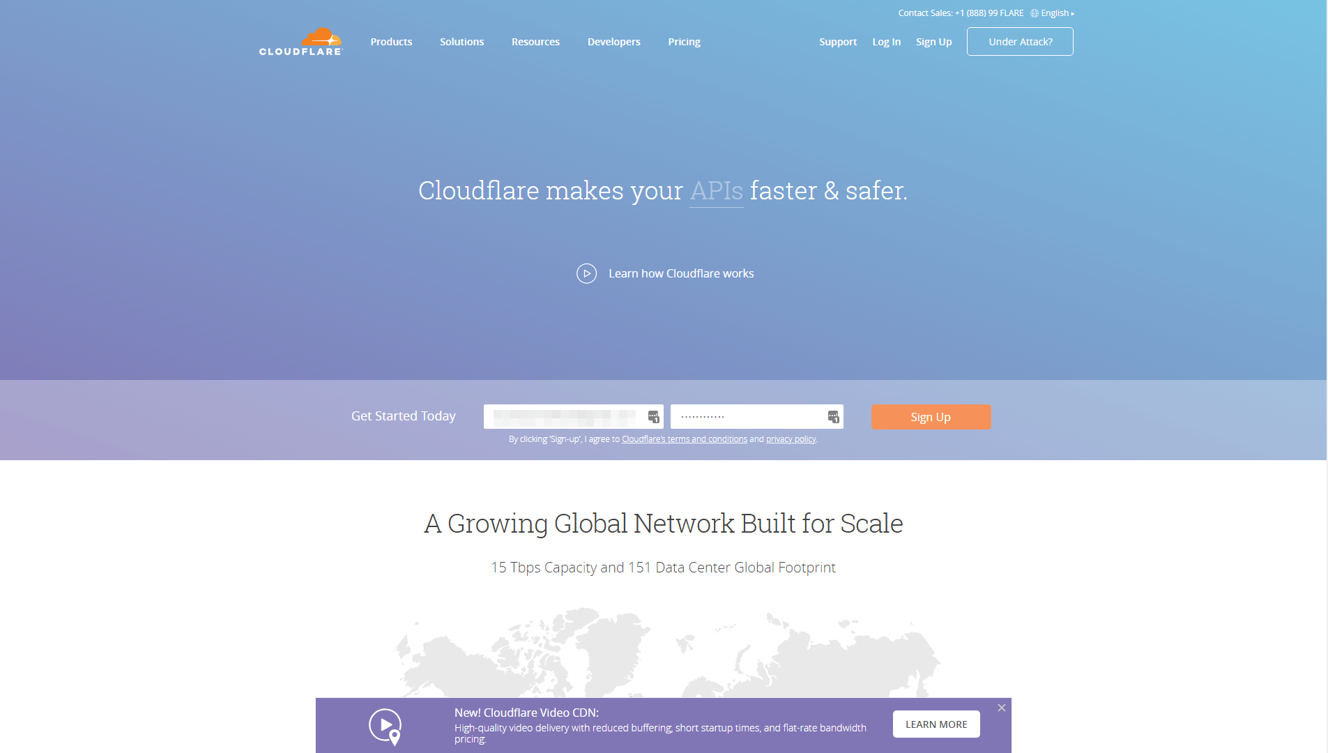 Cloudflare 主頁。