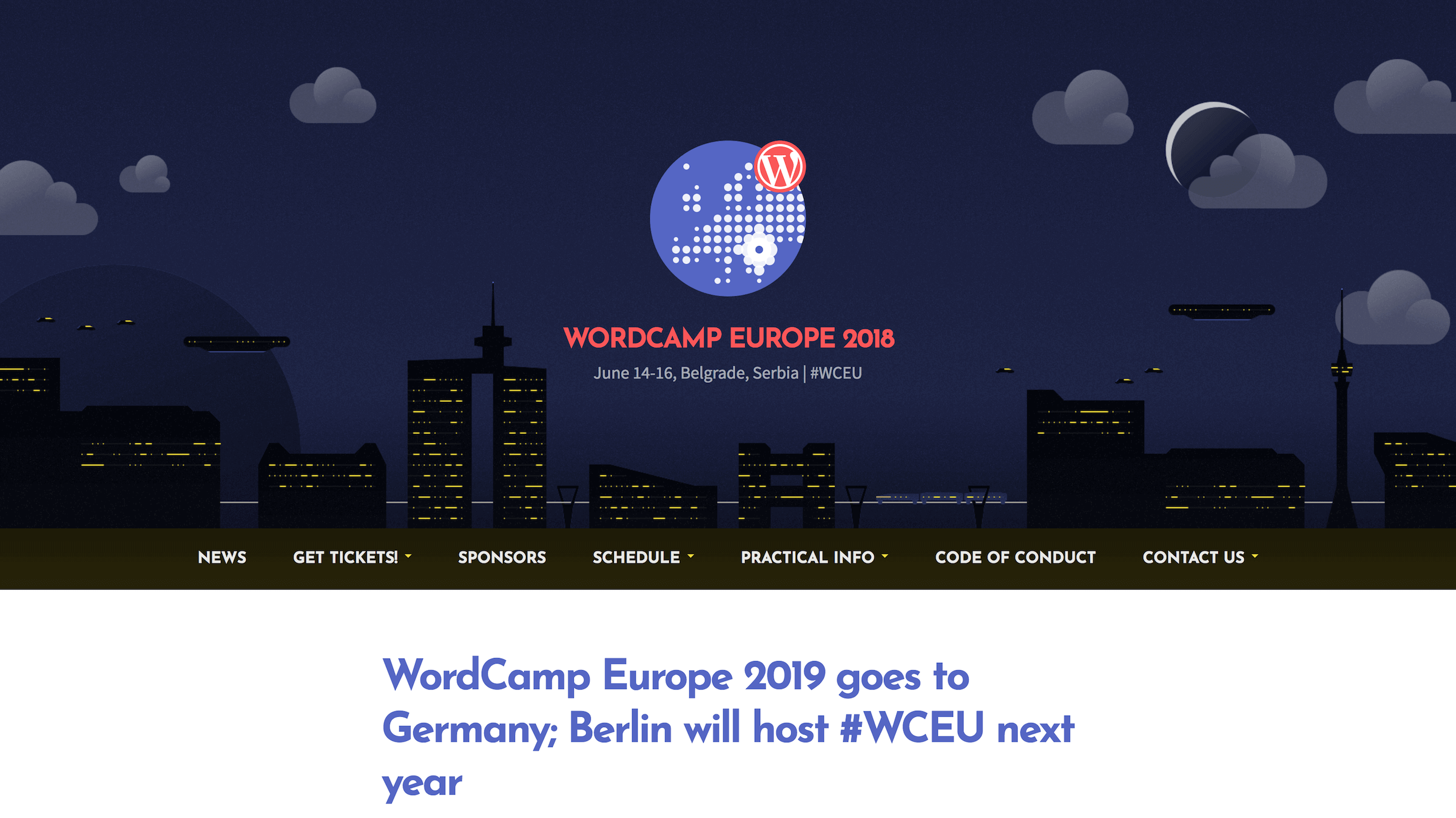 WordCamp 歐洲主頁。