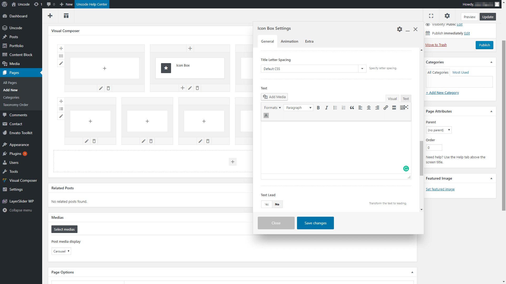 Edición de la configuración de un elemento de cuadro de icono.