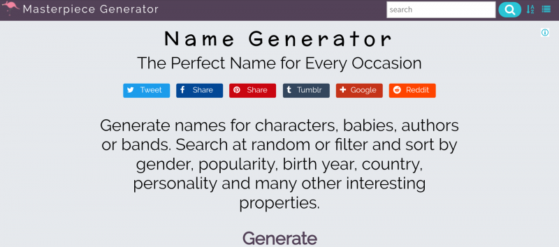 Blog name generator