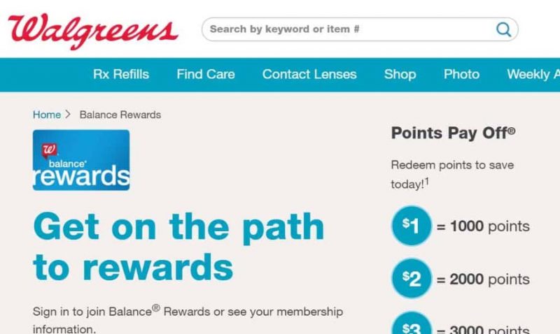 Récompenses d'équilibre Walgreens