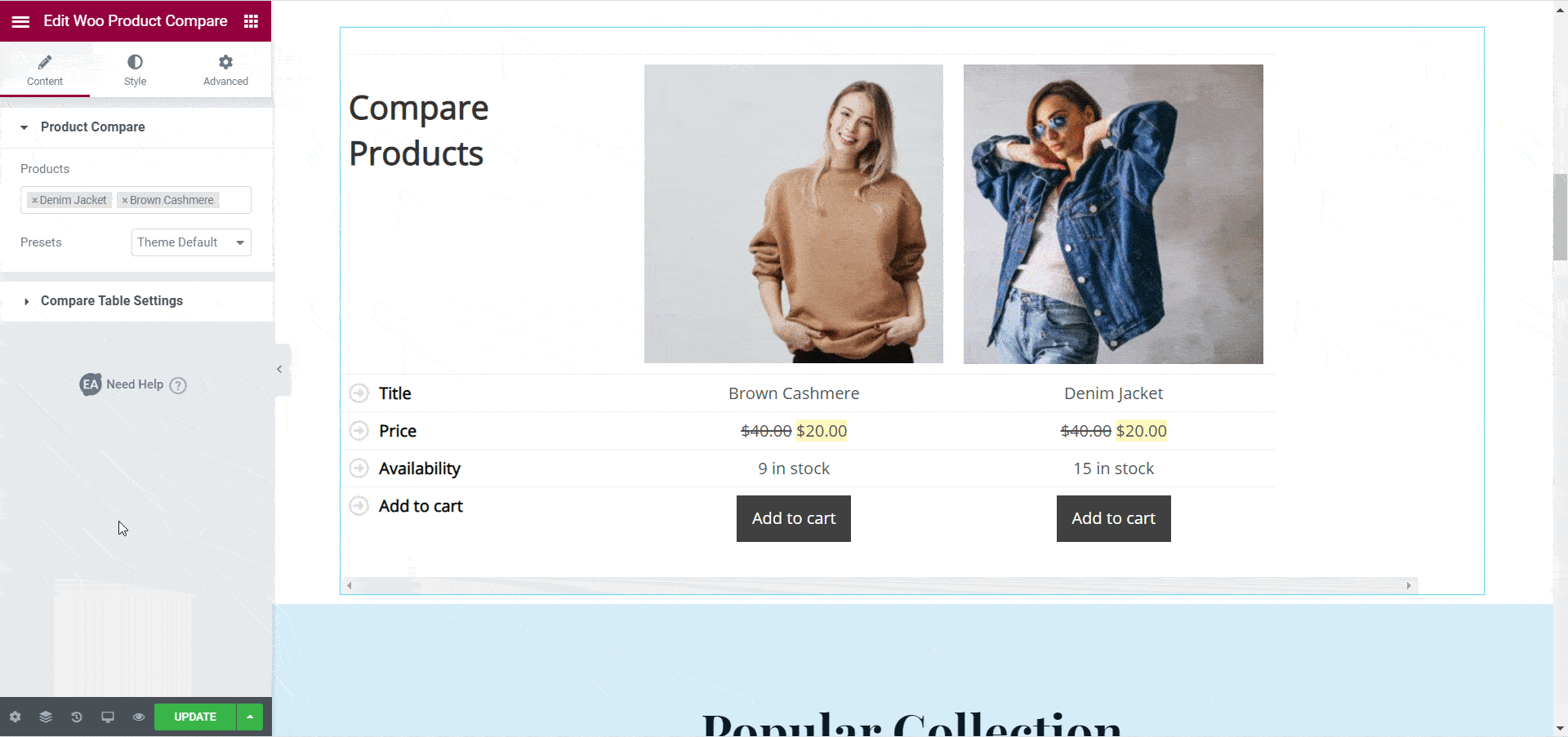 WooCommerce Product Compare