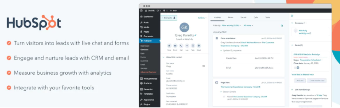 WordPress CRM Plugin HubSpot