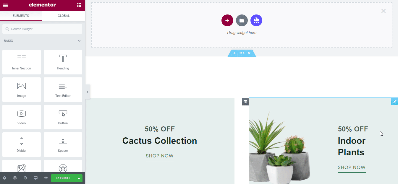 Garden Plant Store website Elementor