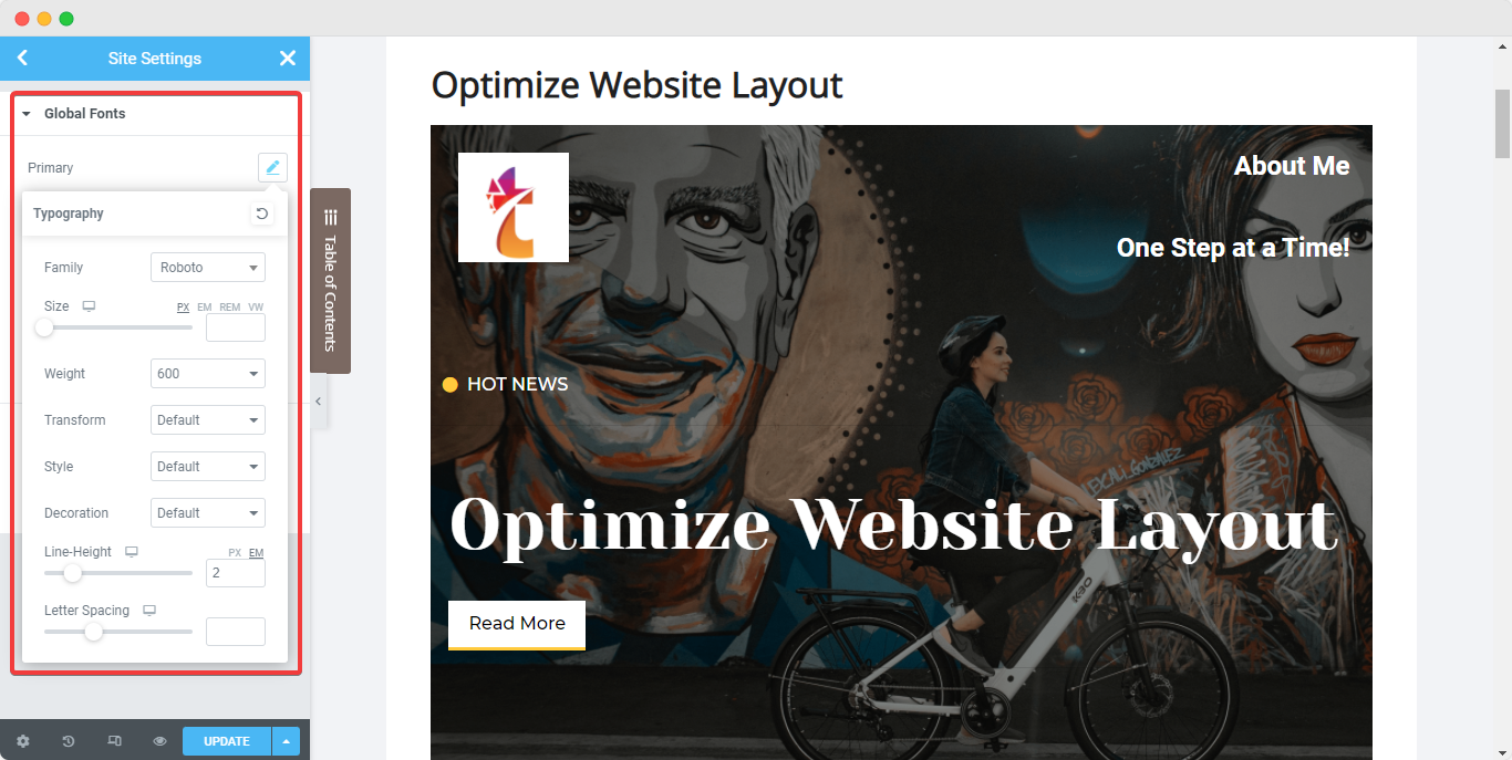 optimize website layout