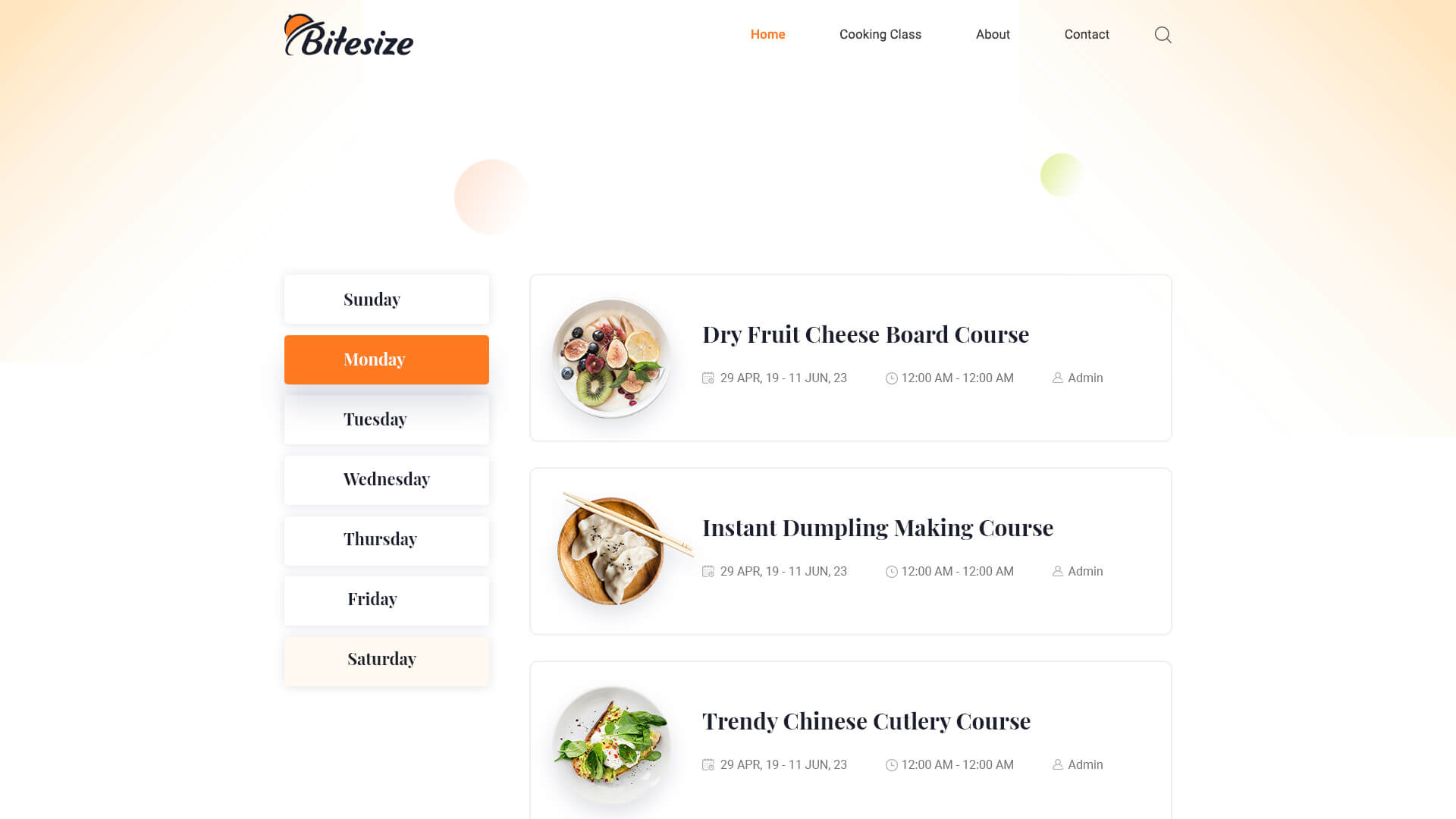 Cooking Class Website Bitesize