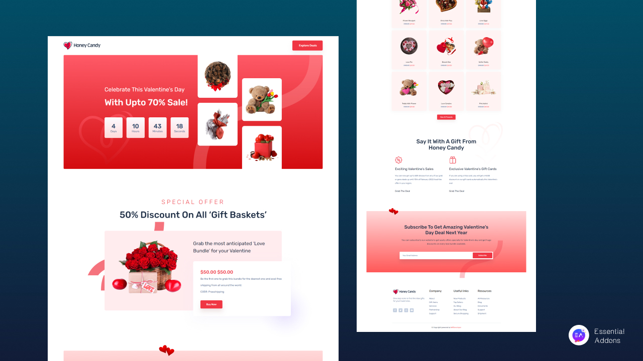 Valentine's day landing page