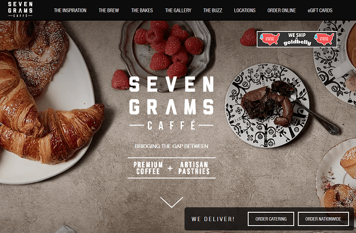 Seven grams caffe - exemple de site web restaurant wix