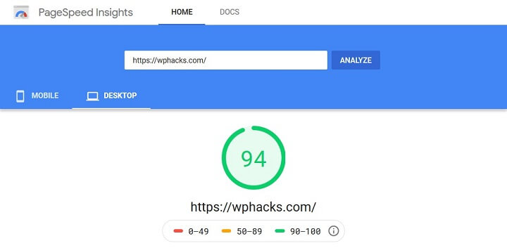 teste de velocidade de insights de velocidade de página